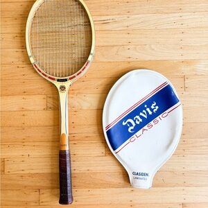 Vintage TAD Davis Classic Wooden Tennis Racquet Clasiden Laminated